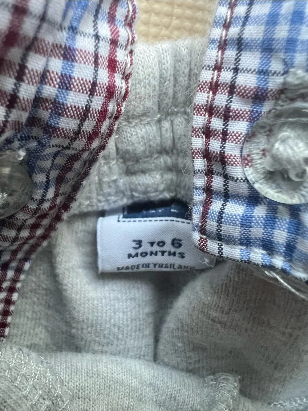 Janie and Jack Plaid Bodysuit with Light Gray Suspender Pants 3-6 months